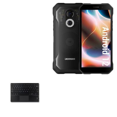 BoxWave Keyboard Compatible with Doogee S61 Pro - SlimKeys Bluetooth Keyboard with Trackpad, Portable Slim TouchPad - Jet Black
