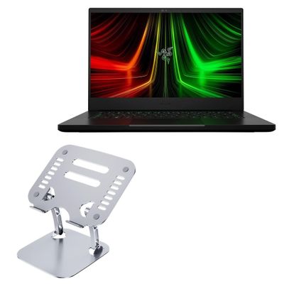 BoxWave Stand and Mount Compatible with Razer Blade 14 RTX 3070 Ti - Executive VersaView Laptop Stand, Ergonomic Adjustable Viewing Angle Metallic Riser - Metallic Silver