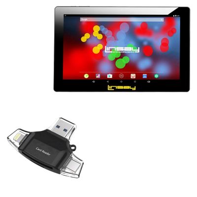 BoxWave Smart Gadget Compatible with Linsay F10XIPSBKCOP (10 in) - AllReader SD Card Reader, microSD Card Reader SD Compact USB - Jet Black