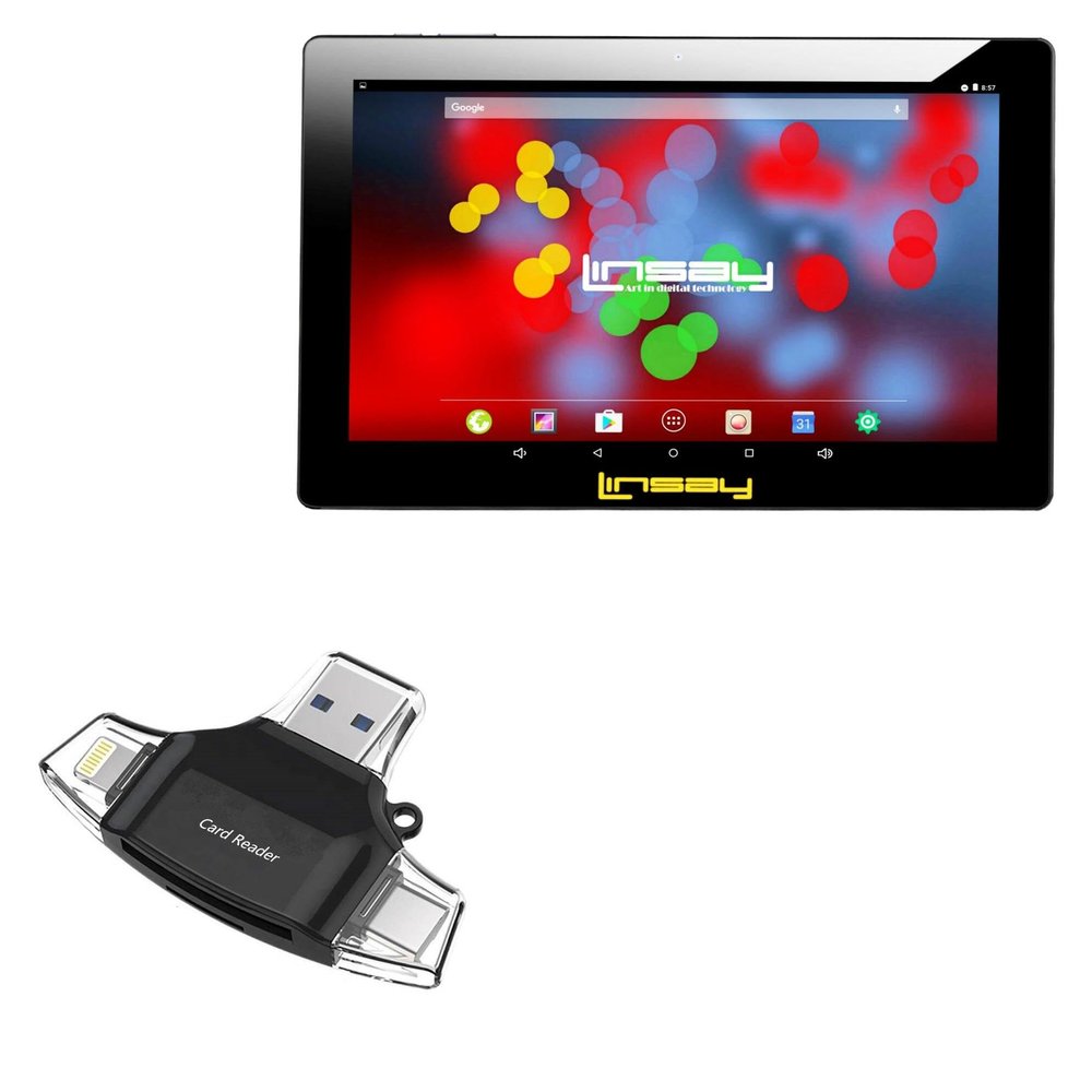 BoxWave Smart Gadget Compatible with Linsay F10XIPSBKCOP (10 in) - AllReader SD Card Reader, microSD Card Reader SD Compact USB - Jet Black