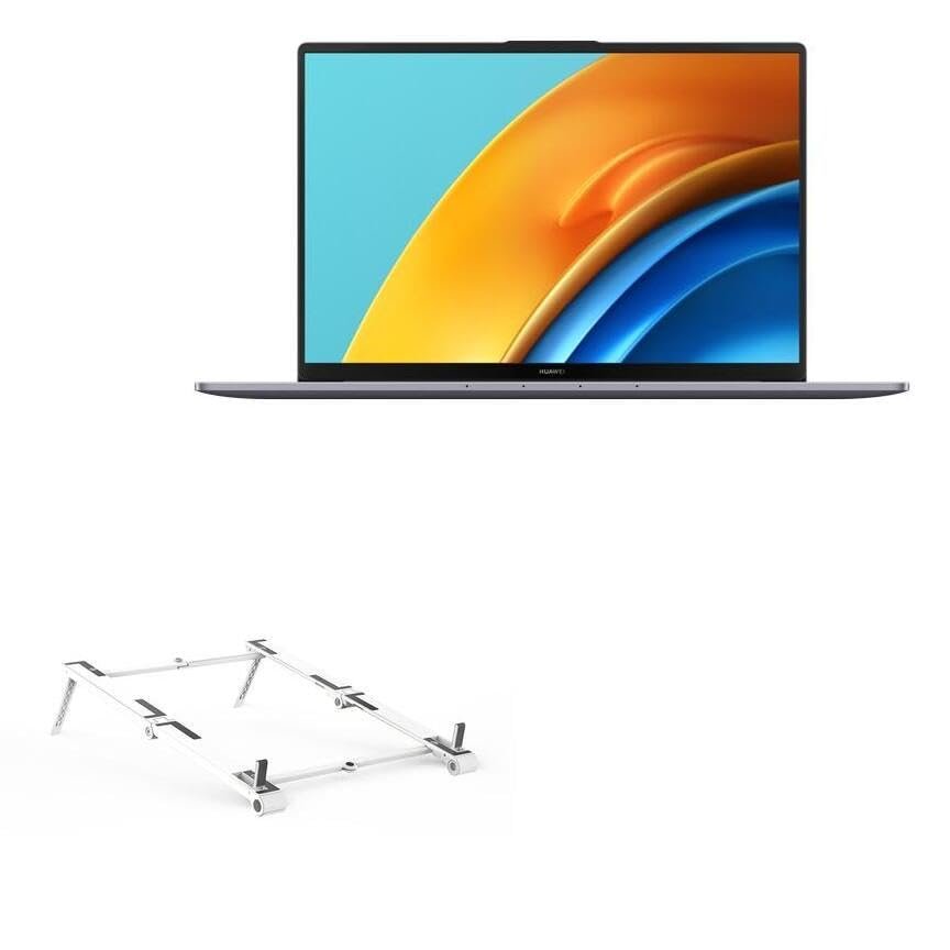 BoxWave Stand and Mount Compatible with Huawei MateBook D 16 (16 in) - Pocket Aluminum Stand 3-in-1, Portable Multi Angle Viewing Riser - Metallic Silver