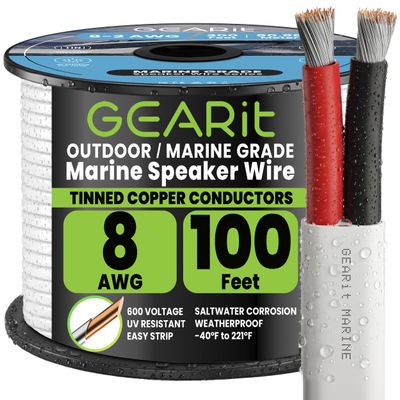 GEARit 8 Gauge Marine Wire, 8/2 AWG Tinned Copper Electrical Wire, 100ft