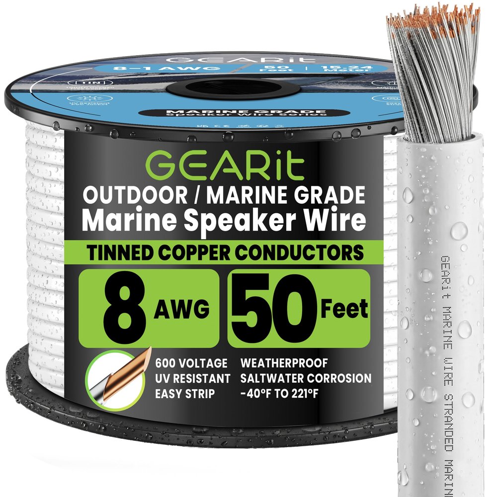 GEARit 8 Gauge Marine Primary Wire 50 FT, Tinned Copper Electrical Wire