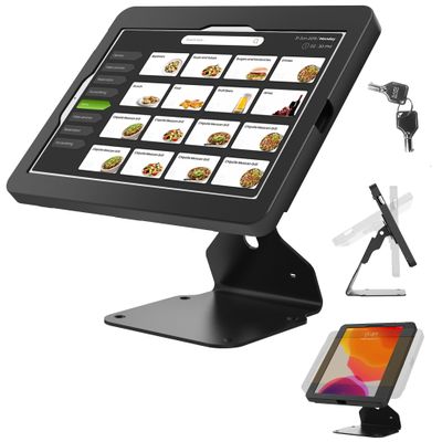 Beelta Tablet POS Stand for Desk, Heavy Metal, Flip Lockable Rotate Swivel - Compatible with 10.9" iPad 10th, Pro 11" 1 2 3 4, Air 4 5, Air 11", iPad 11"(A16) - BSC401BA