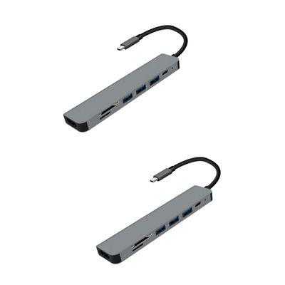 IMIKEYA 2pcs Port USB Hub Multifunction Type for Laptop Video Output Design Compatible Hard Drives Mouse Keyboard and More