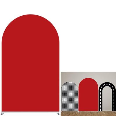 AOSTO Racing Theme Birthday Party Arch Backdrop Cover Background,Customize Size Double Sided Deep Red Arch Background Elastic Fabric Cover GX-1862