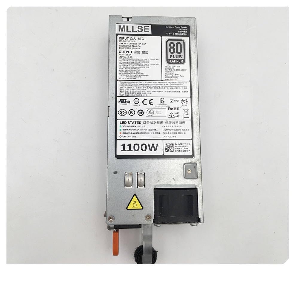 1100W for R520 R620 R720 R820 R920 Power Supply L1100E-S0 E1100E-S0 AA26510L GDPF3 NTCWP GYH9V Fully Tested