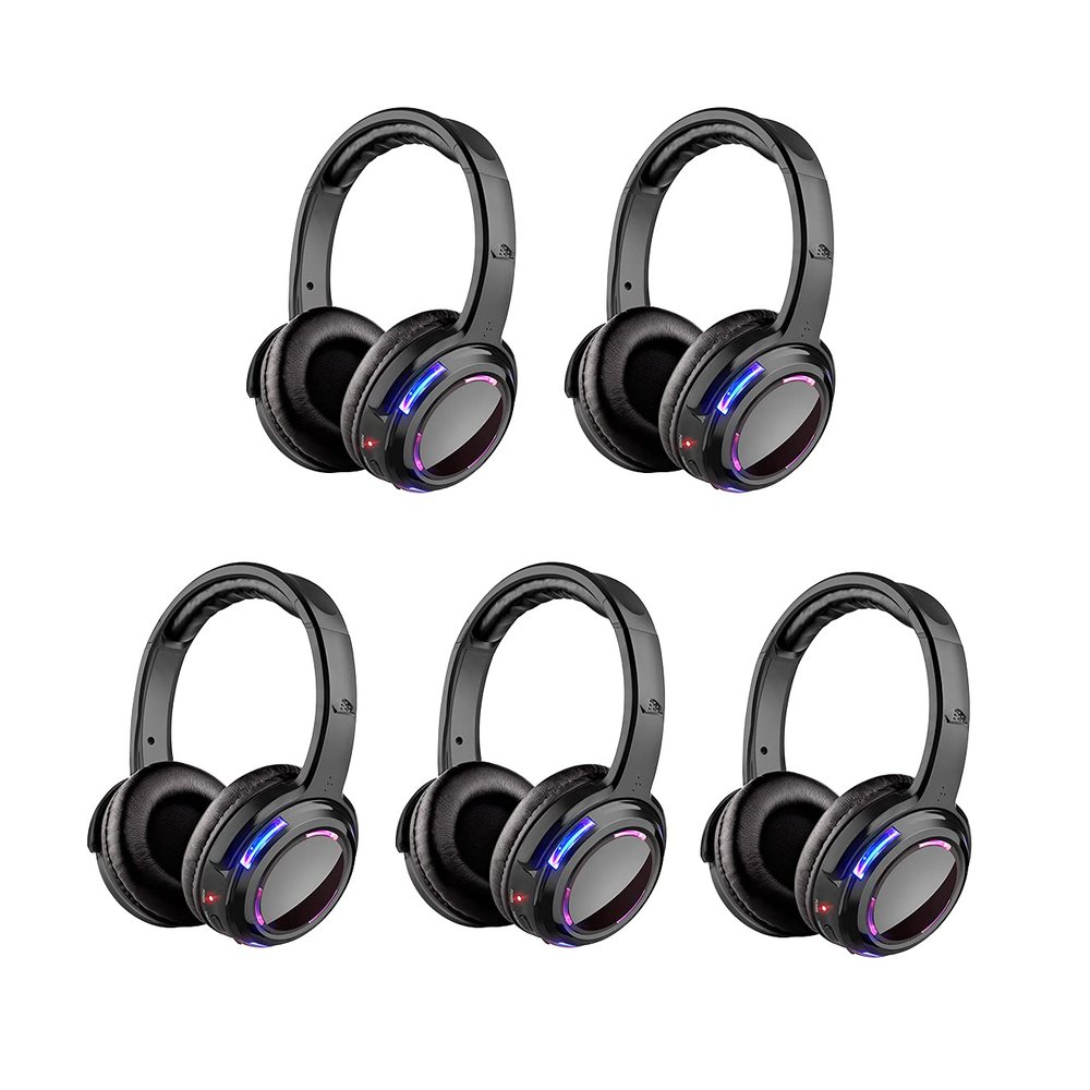 AYVVPII Professional Silent Disco LED Wireless Headphones and RF LED Silent Disco Earphones for iPod MP3 DJ Music Pary Club (20 led Headphone + 1 Transmitter)