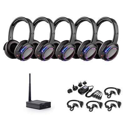 AYVVPII Professional Silent Disco LED Wireless Headphones and RF LED Silent Disco Earphones for iPod MP3 DJ Music Pary Club (30 led Headphone + 1 Transmitter)