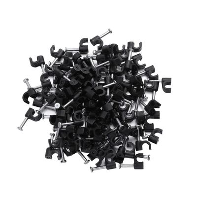 UKCOCO 100pcs Black Plastic Cable Clips for Wire Cord Organization Fasteners for Home Office and School Use Easy to Install Smooth