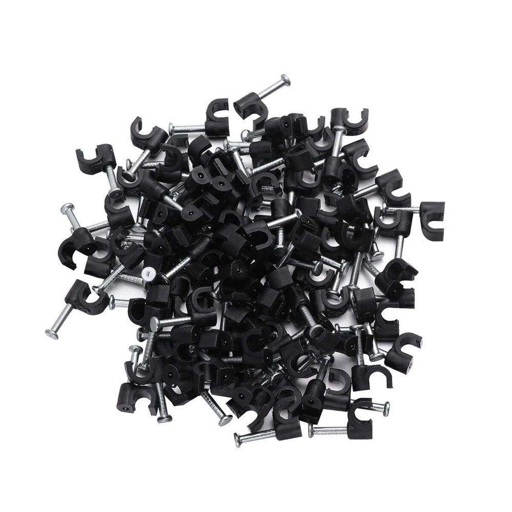 UKCOCO 100pcs Black Plastic Cable Clips for Wire Cord Organization Fasteners for Home Office and School Use Easy to Install Smooth