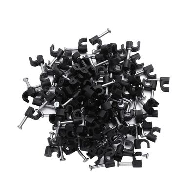 UKCOCO 100pcs Black Plastic Cable Clips for Cord Organization Wall Fasteners for Home to Install Wire Fixers for Power Cords and Phone Lines