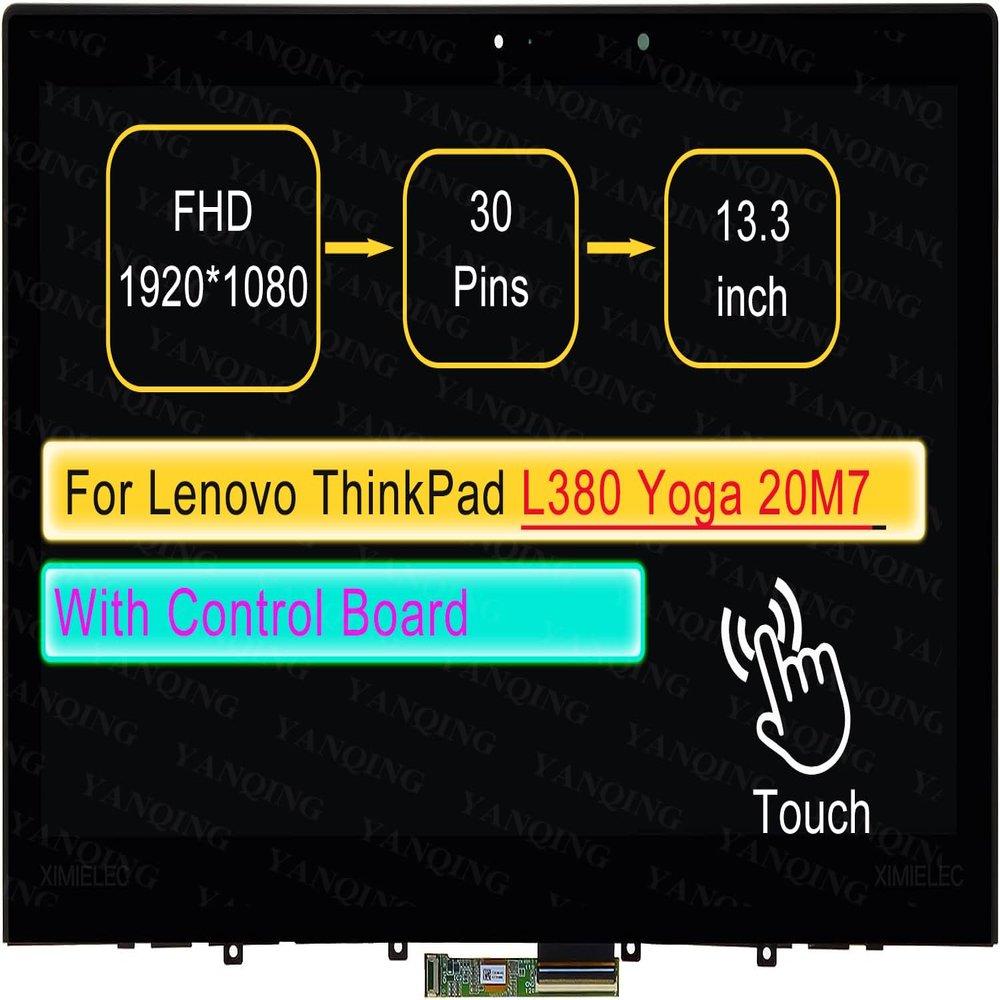 13.3" LCD Touch Screen Replacement Digitizer Assembly for Lenovo ThinkPad L380 Yoga 20NT002DUS 20NT002EUS with Bezel 30 pin (FHD 1920 * 1080 On-Cell Touch)