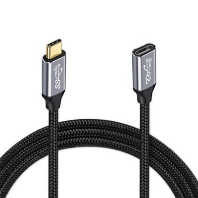 NFHK USB-C USB 3.1 Type-C Male to Female Extension Data Cable 10Gbps 100W with Sleeve for Laptop Phone 100cm