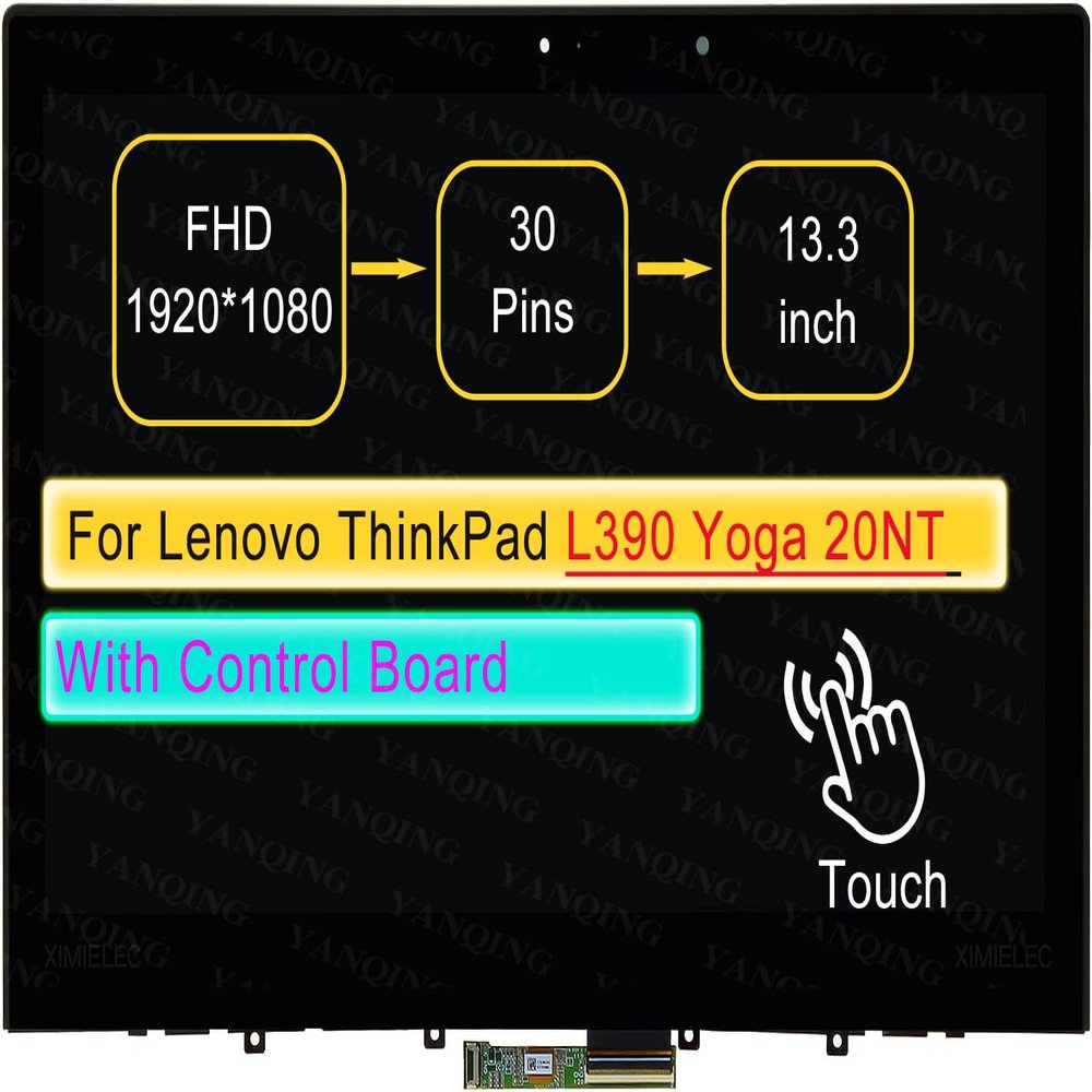 13.3" LCD Touch Screen Replacement Digitizer Assembly for Lenovo ThinkPad L390 Yoga 20NT0008US with Bezel 30 pin (FHD 1920 * 1080 On-Cell Touch)