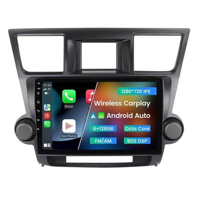 Android Radio Stereo for Toyota Highlander 2008-2013, Biorunn 10.1 inch Octa Core GPS Navi Wireless Wired Car-Play Android Auto Head Unit IPS FM AM RDS DSP, 6GB RAM 128GB ROM