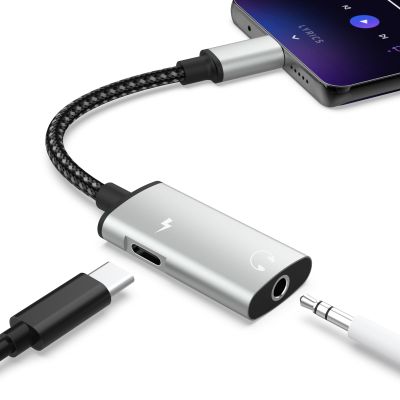 2-in-1 USB C to 3.5mm Headphone Audio Adapter Compatible with iPhone 16, 15, 16/15 Pro, 16/15 Pro Max, 16/15 Plus, Galaxy S24 S23 S22 S21 with PD 60W USB C Fast Charging and Stereo Headphone Jack