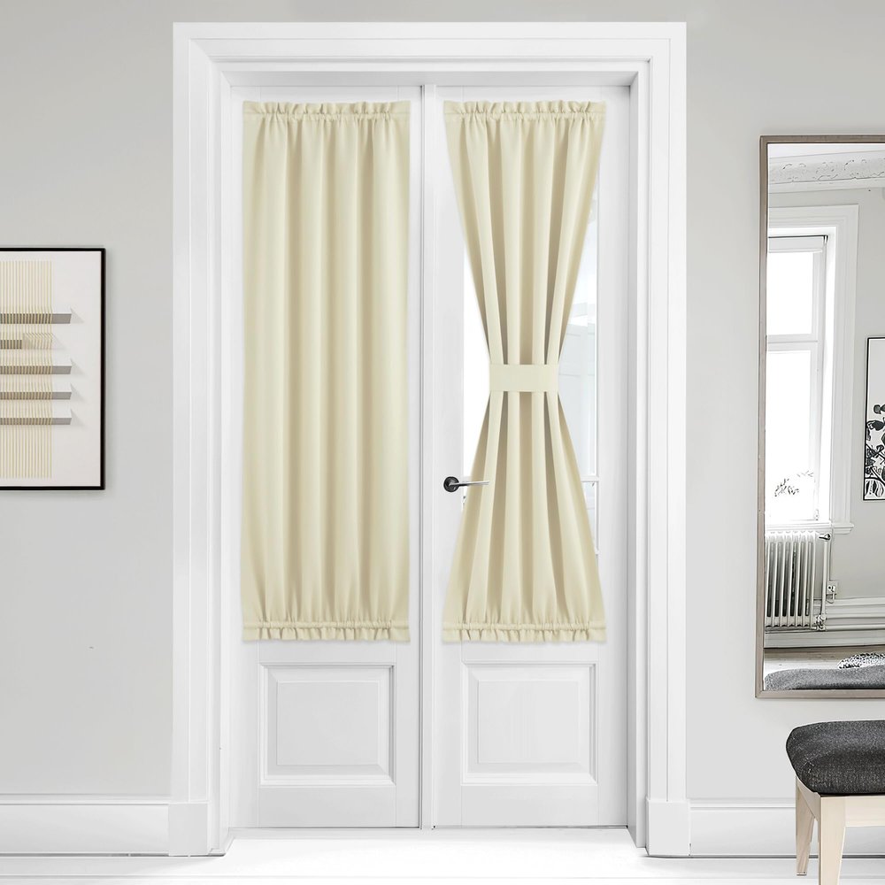 NICETOWN Light Beige Blackout Door Curtains for Front Door Glass Window