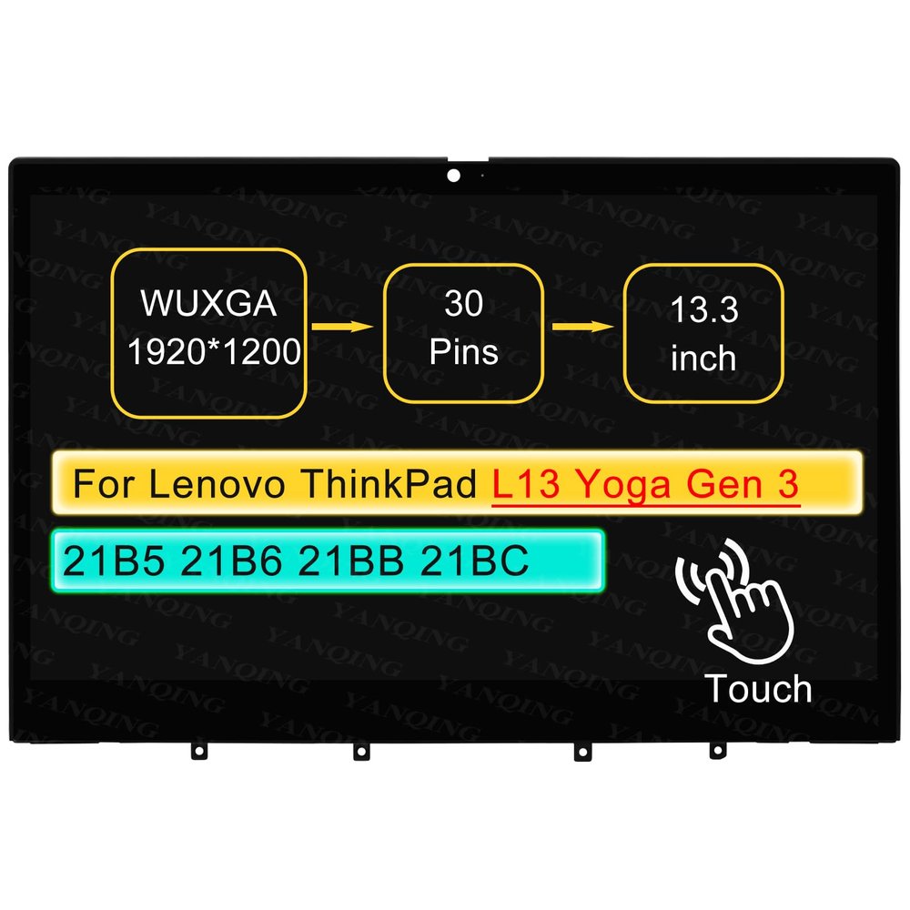 13.3" LCD Touch Screen Replacement Digitizer Assembly for Lenovo ThinkPad L13 Yoga Gen 3 21B5 21B6 21BB 21BC 21BB0064US Not for L13 Yoga Gen 1/Gen 2 With Bezel 30 pin (WUXGA 1920*1200 On-Cell Touch)