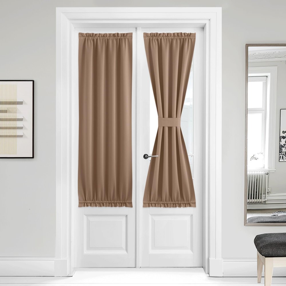 NICETOWN Cappuccino Blackout Door Curtains for Front Door Glass Window
