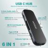 iPad Pro Hub, 6 in 1 USB C Adapter 2021 2020 12.9/11'', iPad Air 5/4 Dongle 4K HDMI, USB 3.0 Port, SD/TF Card Reader, 100W PD Fast Charging, Headphone Jack view 3