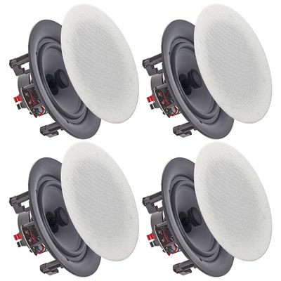 Vaiyer Set of 4 Frameless 5.25 Inch 8 Ohm 200 Watts Speakers, Flush Mount in-Wall in-Ceiling 2-Way Mid Bass Woofer Speakers - Perfect for Home, Office, Kitchen, Living Room