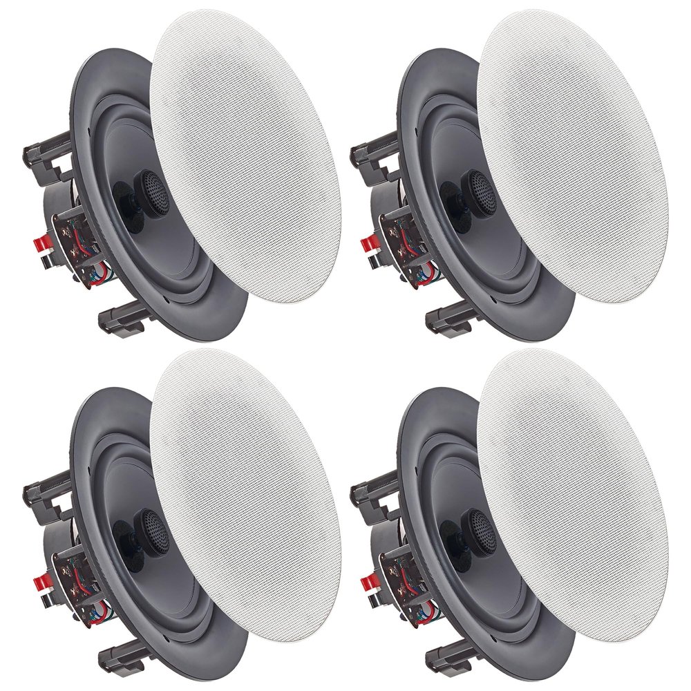 Vaiyer Set of 4 Frameless 5.25 Inch 8 Ohm 200 Watts Speakers, Flush Mount in-Wall in-Ceiling 2-Way Mid Bass Woofer Speakers - Perfect for Home, Office, Kitchen, Living Room