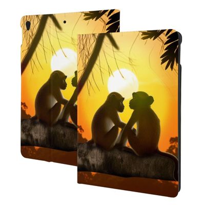 Cute Couple Monkey Printed Tablet Case for Ipad Air3 10.5"/Ipad Pro 10.5", Pu Leather Non-Slip Tablet Cases Shockproof Stand Cover with Auto Sleep/Wake Cover