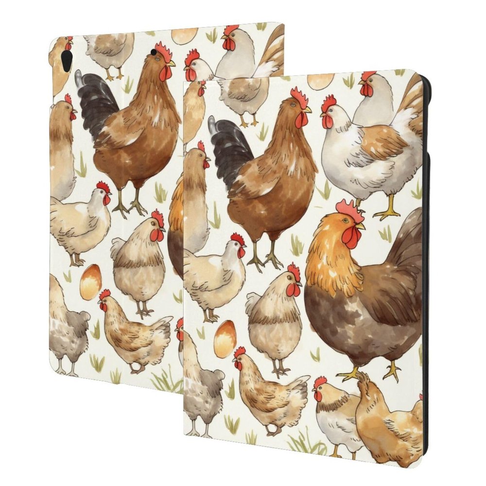 Cartoon Chickens Printed Tablet Case for Ipad Air3 10.5"/Ipad Pro 10.5", Pu Leather Non-Slip Tablet Cases Shockproof Stand Cover with Auto Sleep/Wake Cover