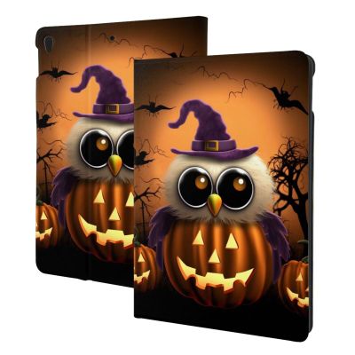 Halloween Owl Ghost Pumpkin Printed Tablet Case for Ipad Air3 10.5"/Ipad Pro 10.5", Pu Leather Non-Slip Tablet Cases Shockproof Stand Cover with Auto Sleep/Wake Cover