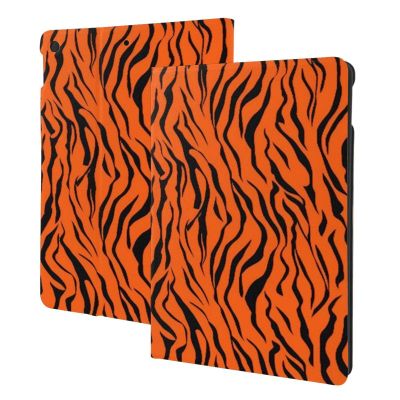 Tiger Stripes Orange Pattern Printed Tablet Case for Ipad 7th Generation 10.2", Pu Leather Non-Slip Tablet Cases Shockproof Stand Cover with Auto Sleep/Wake Cover