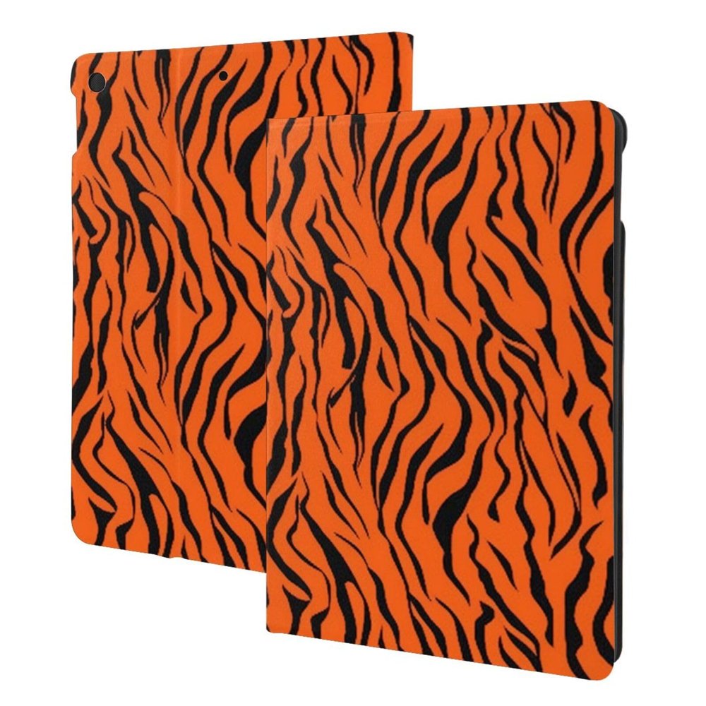 Tiger Stripes Orange Pattern Printed Tablet Case for Ipad 7th Generation 10.2", Pu Leather Non-Slip Tablet Cases Shockproof Stand Cover with Auto Sleep/Wake Cover