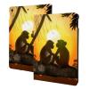 Cute Couple Monkey Printed Tablet Case for Ipad 7th Generation 10.2", Pu Leather Non-Slip Tablet Cases Shockproof Stand Cover with Auto Sleep/Wake Cover view 1