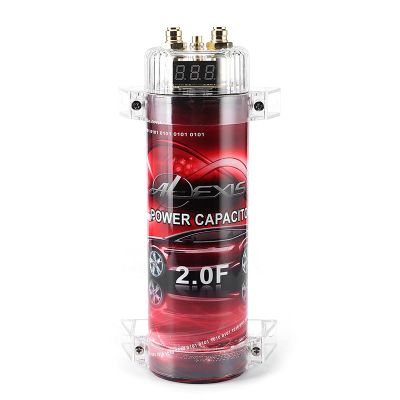 2 Capacitor Car Audio Power Capacitor, Car Audio Amplifier Voltage Regulator Red LED 10 to 16v Dc Modified Auto Parts with Digital Display Automatic Shutdown
