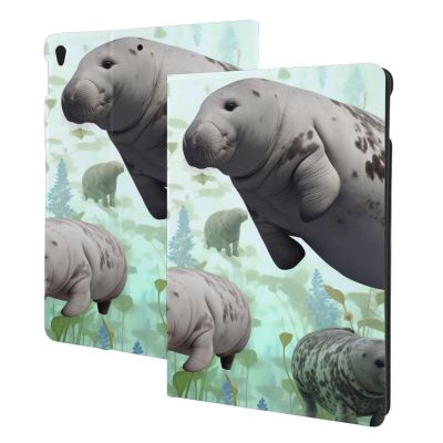 Rabbits Manatees Printed Tablet Case for Ipad Air3 10.5"/Ipad Pro 10.5", Pu Leather Non-Slip Tablet Cases Shockproof Stand Cover with Auto Sleep/Wake Cover