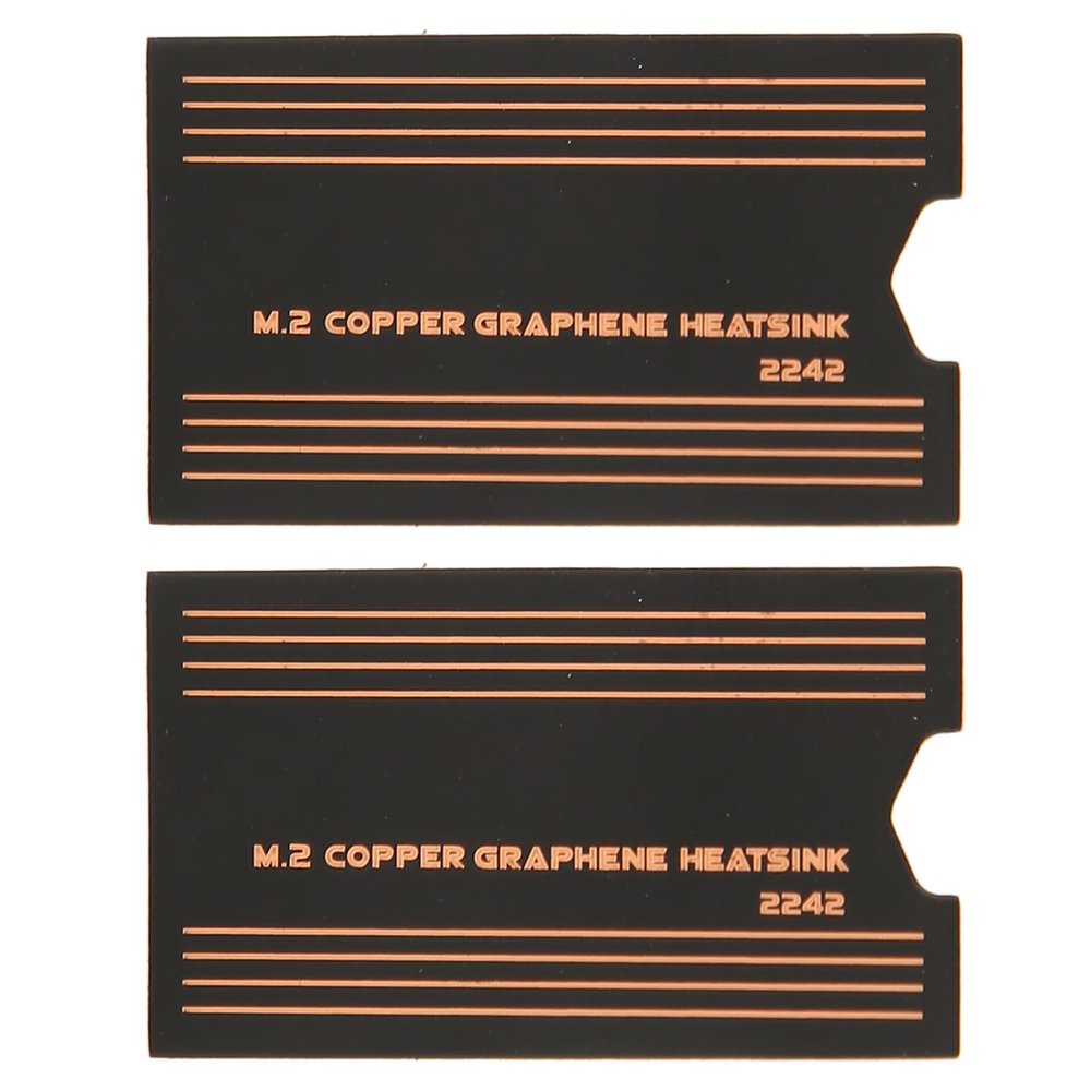 2 Pcs 2242 SSD Thermal Pad, M.2 2242 SSD Heatsink Copper with Graphene, Fast Heat Conduction, Easy to Use, for 2242 SSD, for Laptop Gaming, 0.15mm Brass Graphene