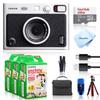 Fujifilm Instant Mini EVO Hybrid Camera (Black) Bundle with 60 Instant Film Sheets + 32GB Memory Card + Small Padded Case + SD Card Reader + Flex Tripod + BluebirdSales Microfiber Cleaning Cloth view 1