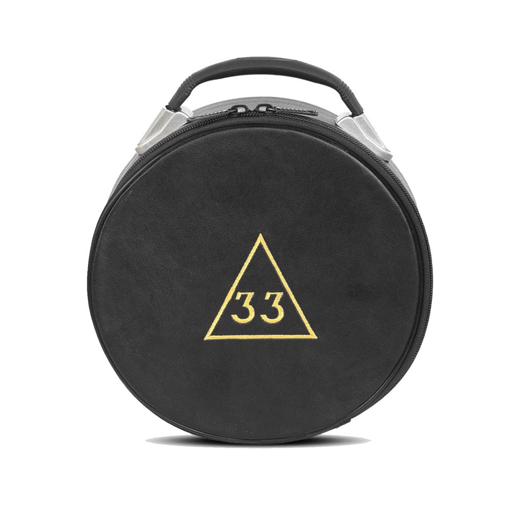 33RD DEGREE SCOTTISH RITE CROWN CAP CASE -IMITATION BLACK LEATHER MACHINE EMBROIDERYL LOGO