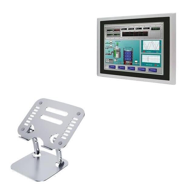 BoxWave Stand and Mount Compatible with AIS HMI-TCND0U-12AC - Executive VersaView Laptop Stand, Ergonomic Adjustable Viewing Angle Metallic Riser - Metallic Silver