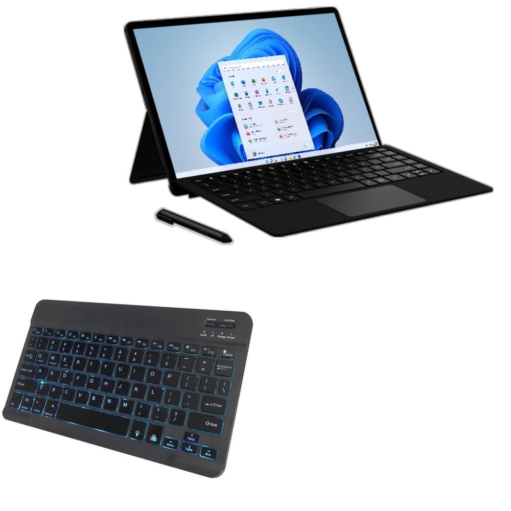 BoxWave Keyboard Compatible with Vastking S134 (13.4 in) - SlimKeys Bluetooth Keyboard - with Backlight, Portable Slim LED 7 Colors - Jet Black