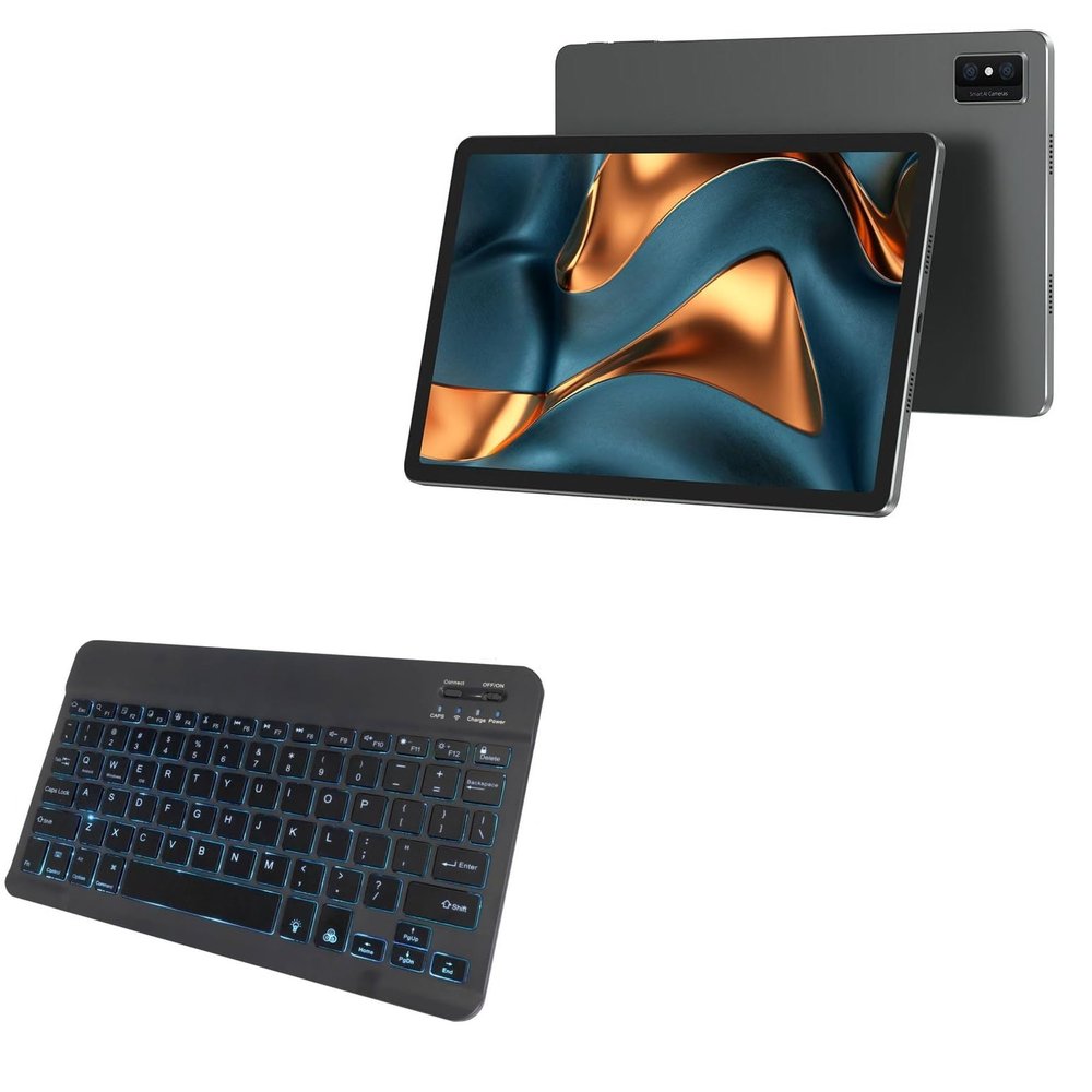 BoxWave Keyboard Compatible with Vastking Kingpad S20 (14.1 in) - SlimKeys Bluetooth Keyboard - with Backlight, Portable Slim LED 7 Colors - Jet Black