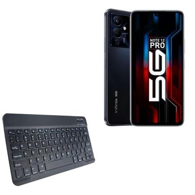 BoxWave Keyboard Compatible with Infinix Note 12 Pro 5G - SlimKeys Bluetooth Keyboard, Portable Thin with Chiclet-Style Keys - Jet Black
