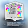 Apevia Prism-WH Prism Micro-ATX Gaming PC Cube Case w/ 5X 120mm ARGB Fans, 366 RGB Modes, Dual Tempered Glass Panels, 240mm Radiator Support, 1X USB3.0, 2X USB 2.0, HD Audio Port, White view 2
