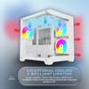 Apevia Prism-WH Prism Micro-ATX Gaming PC Cube Case w/ 5X 120mm ARGB Fans, 366 RGB Modes, Dual Tempered Glass Panels, 240mm Radiator Support, 1X USB3.0, 2X USB 2.0, HD Audio Port, White view 4