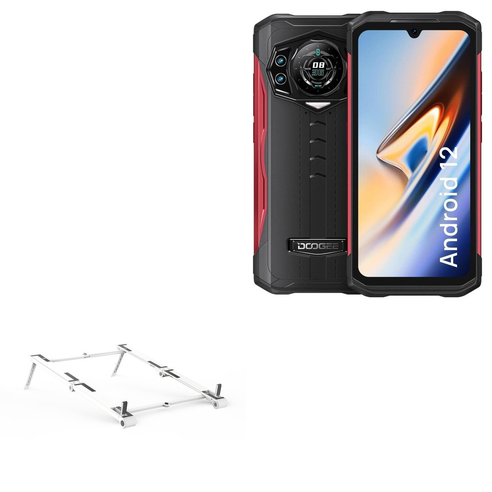 BoxWave Stand and Mount Compatible with Doogee S98 - Pocket Aluminum Stand 3-in-1, Portable Multi Angle Viewing Riser - Metallic Silver