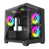 Apevia Prism-BK Prism Micro-ATX Gaming PC Cube Case w/ 5X 120mm ARGB Fans, 366 RGB Modes, Dual Tempered Glass Panels, 240mm Radiator Support, 1X USB3.0, 2X USB 2.0, HD Audio Port, Black view 1