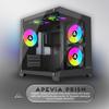 Apevia Prism-BK Prism Micro-ATX Gaming PC Cube Case w/ 5X 120mm ARGB Fans, 366 RGB Modes, Dual Tempered Glass Panels, 240mm Radiator Support, 1X USB3.0, 2X USB 2.0, HD Audio Port, Black view 2