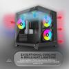 Apevia Prism-BK Prism Micro-ATX Gaming PC Cube Case w/ 5X 120mm ARGB Fans, 366 RGB Modes, Dual Tempered Glass Panels, 240mm Radiator Support, 1X USB3.0, 2X USB 2.0, HD Audio Port, Black view 4