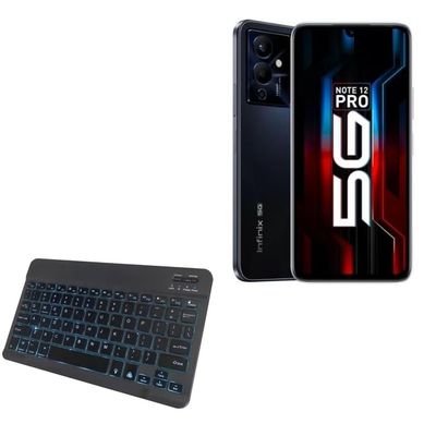 BoxWave Keyboard Compatible with Infinix Note 12 Pro 5G - SlimKeys Bluetooth Keyboard - with Backlight, Portable Slim LED 7 Colors - Jet Black
