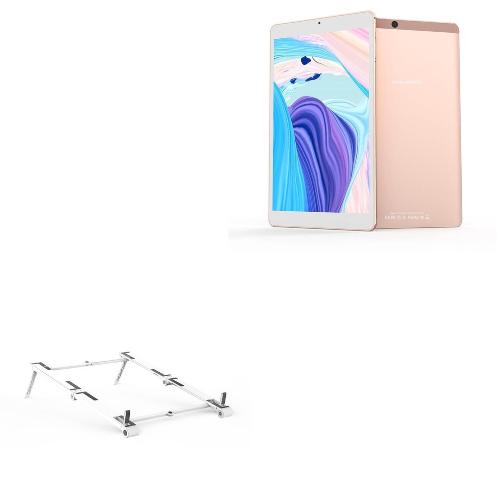 BoxWave Stand and Mount Compatible with Vastking Kingpad SA10 (14.1 in) - Pocket Aluminum Stand 3-in-1, Portable Multi Angle Viewing Riser - Metallic Silver